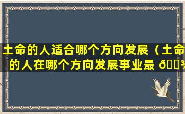 土命的人适合哪个方向发展（土命的人在哪个方向发展事业最 🌾 好）